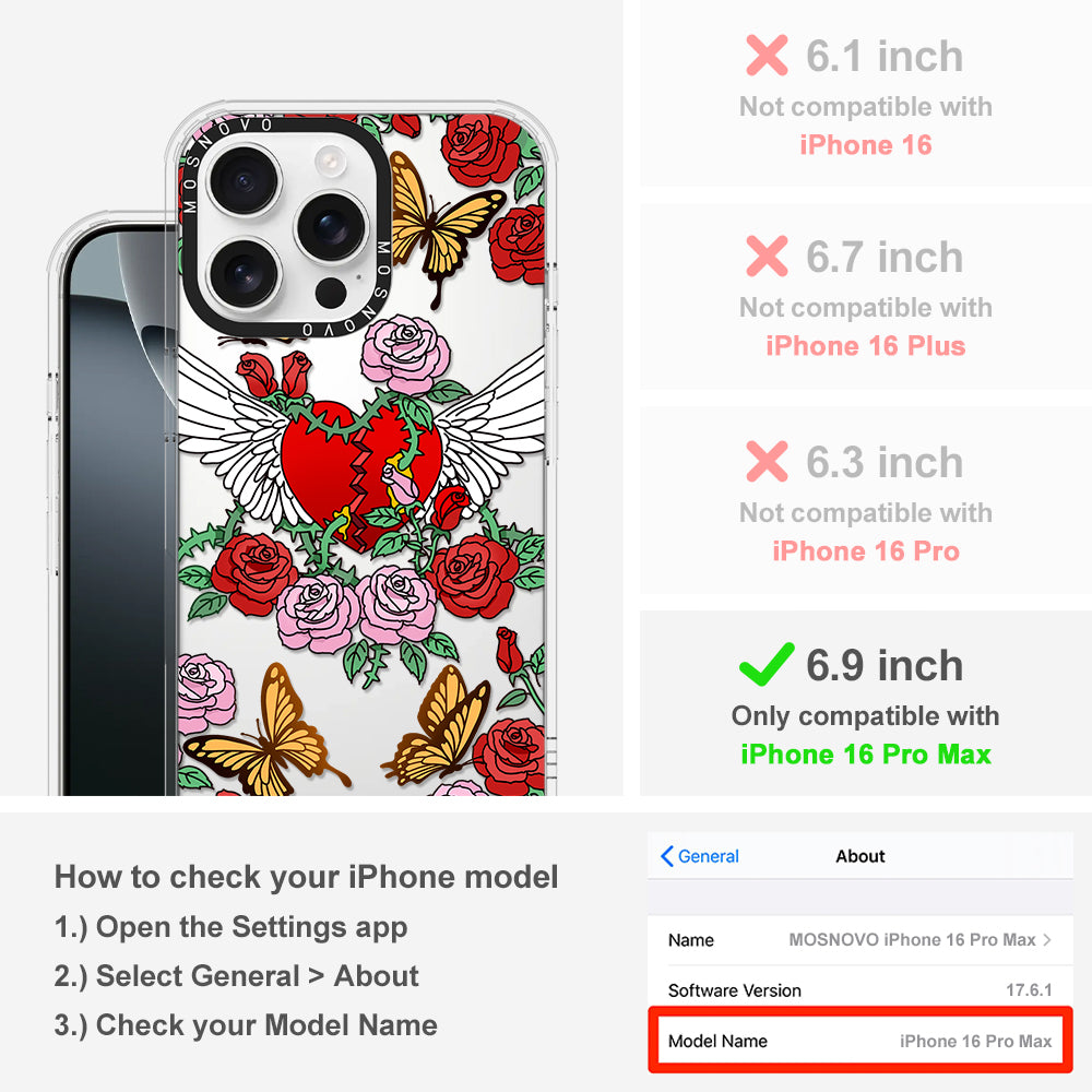 Wing Heart Phone Case - iPhone 16 Pro Max Case - MOSNOVO