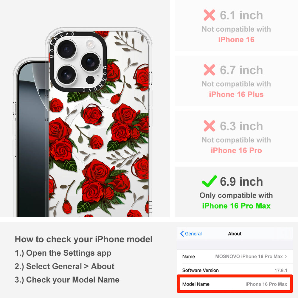 Simply Red Roses Phone Case - iPhone 16 Pro Max Case - MOSNOVO