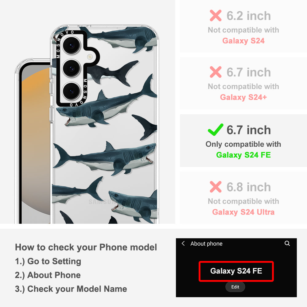 White Shark Phone Case - Samsung Galaxy S24 FE Case - MOSNOVO