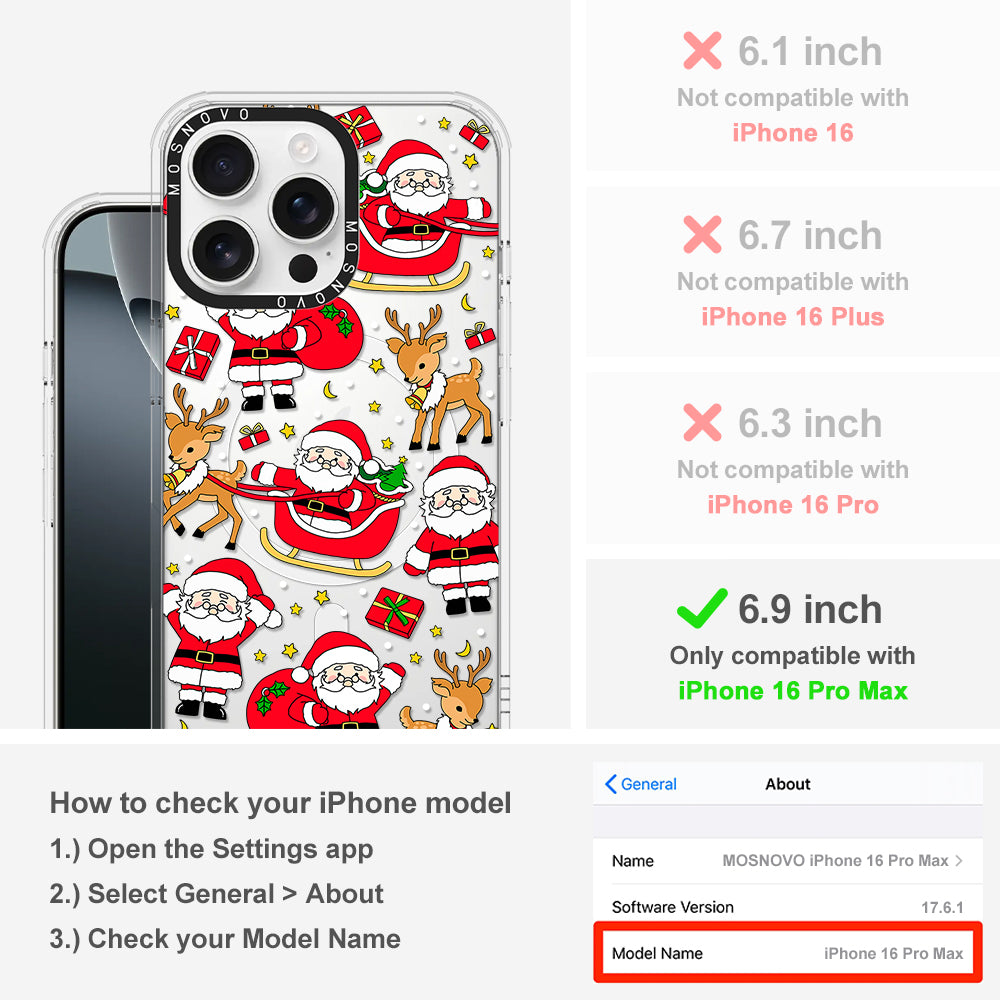 Cute Santa Claus Deer Phone Case - iPhone 16 Pro Max Case - MOSNOVO