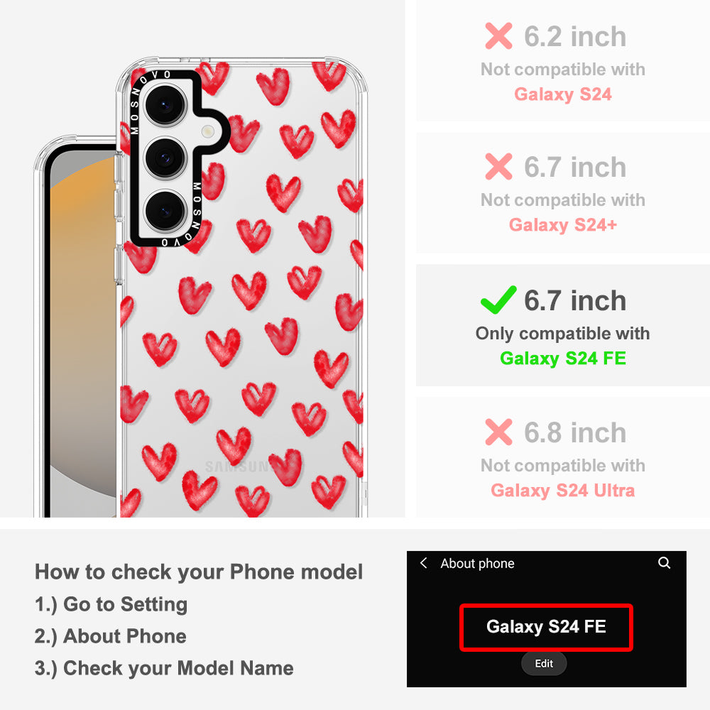 Cute Little Hearts Phone Case - Samsung Galaxy S24 FE Case - MOSNOVO