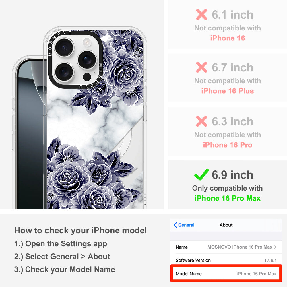 Marble with Purple Flowers Phone Case - iPhone 16 Pro Max Case - MOSNOVO