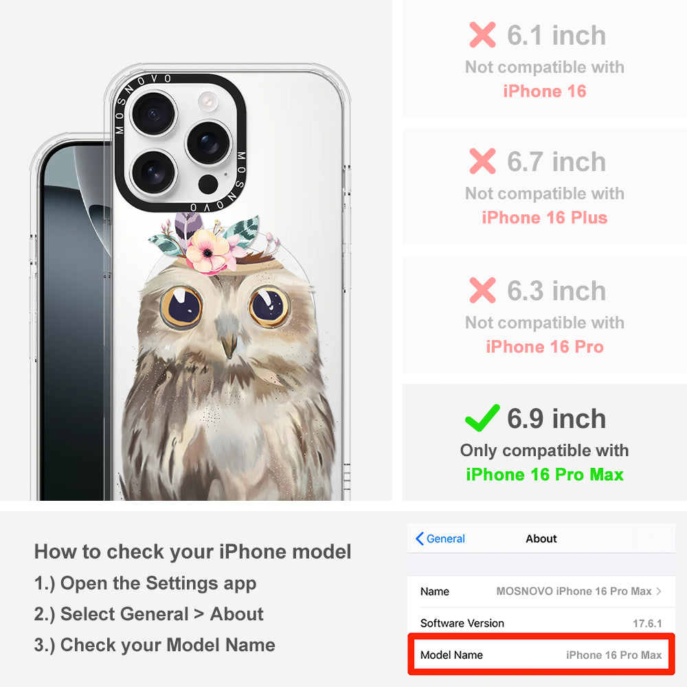 Cute Owl Phone Case - iPhone 16 Pro Max Case - MOSNOVO