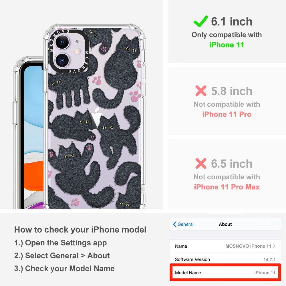 Black Furry Cat Phone Case - iPhone 11 Case
