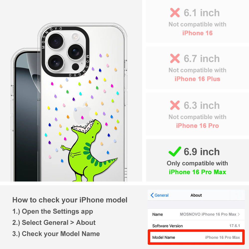 Rainbow Dinosaur Phone Case - iPhone 16 Pro Max Case - MOSNOVO