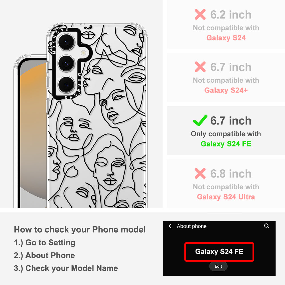 Abstract Face Line Art Phone Case - Samsung Galaxy S24 FE Case - MOSNOVO