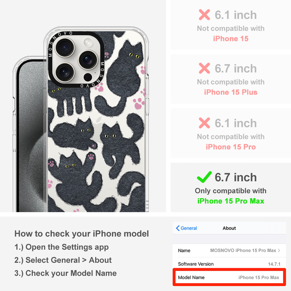 Black Furry Cat Phone Case - iPhone 15 Pro Max Case