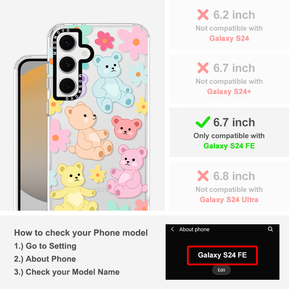 Cute Teddy Bear Phone Case - Samsung Galaxy S24 FE Case - MOSNOVO