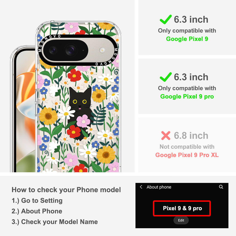 Black Cat in Garden Phone Case - Google Pixel 9 Pro Case