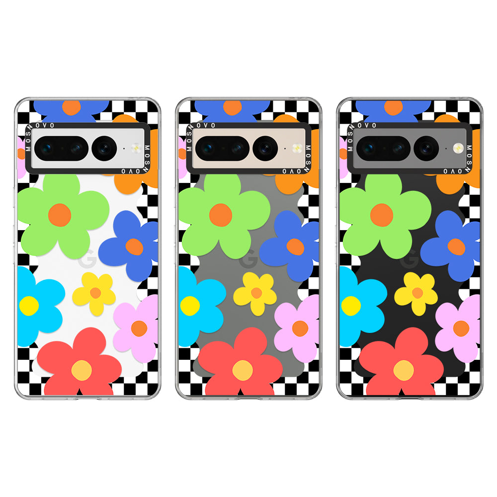 60's Checkered Floral Phone Case - Google Pixel 7 Pro Case