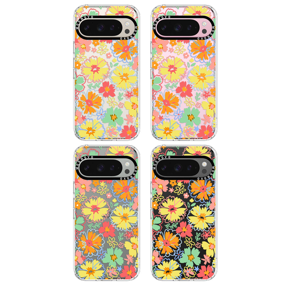 Retro Boho Hippie Flowers Phone Case - Google Pixel 9 Pro Case