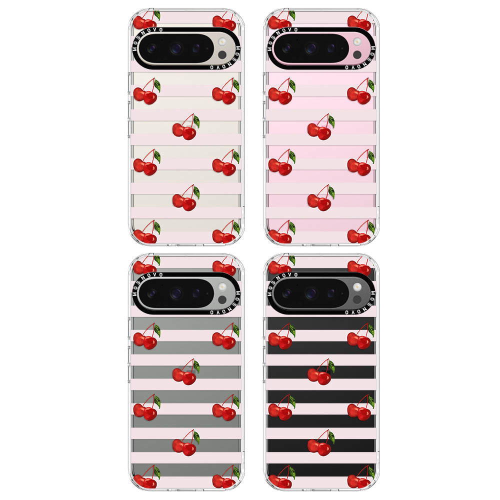 Pink Stripes Cherry Phone Case - Google Pixel 9 Pro Case