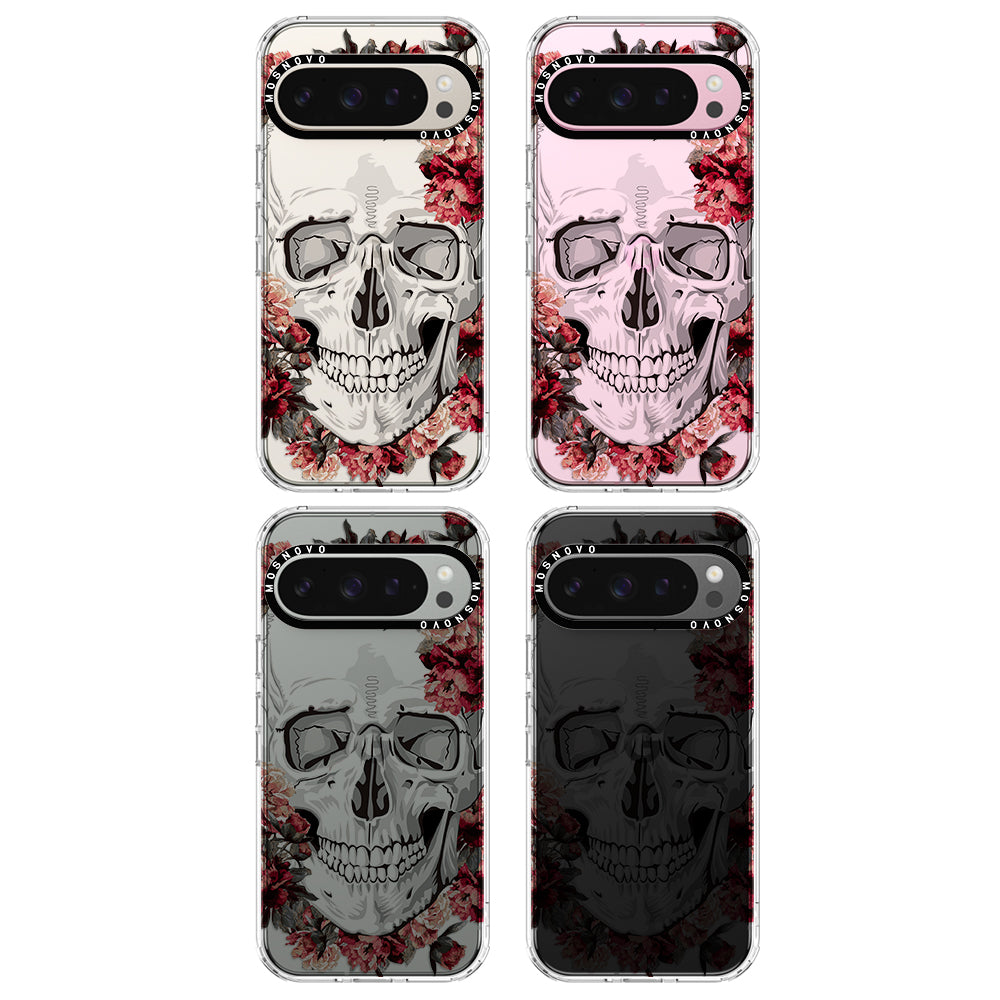 Red Flower Skull Phone Case - Google Pixel 9 Pro Case