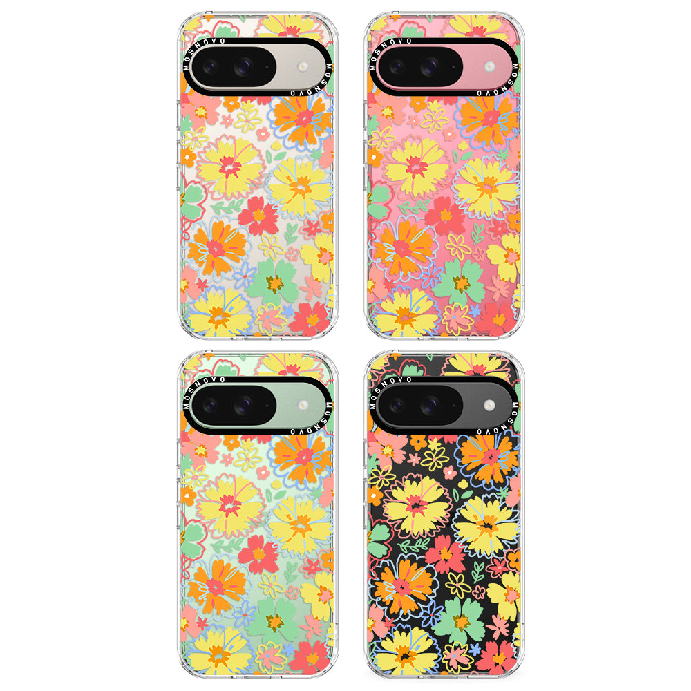 Retro Boho Hippie Flowers Phone Case - Google Pixel 9 Case