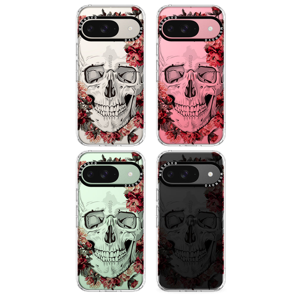 Red Flower Skull Phone Case - Google Pixel 9 Case