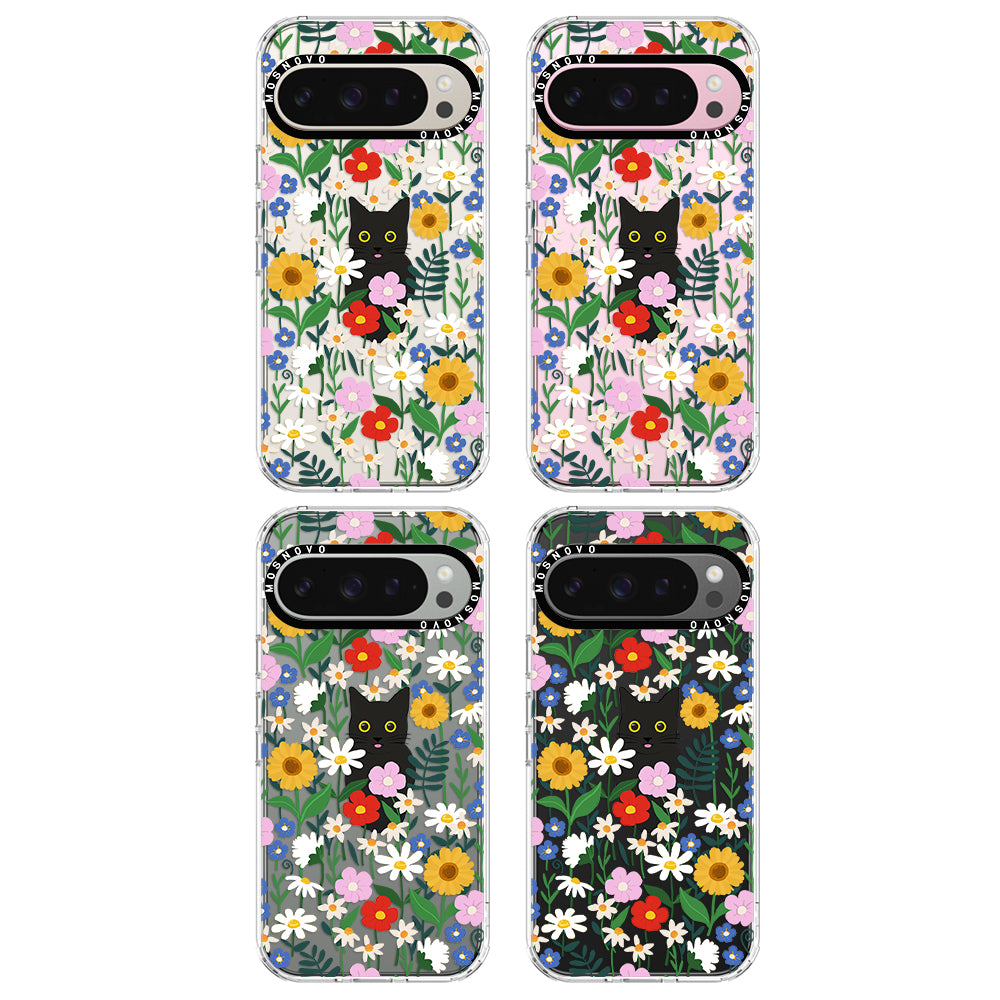 Black Cat in Garden Phone Case - Google Pixel 9 Pro Case