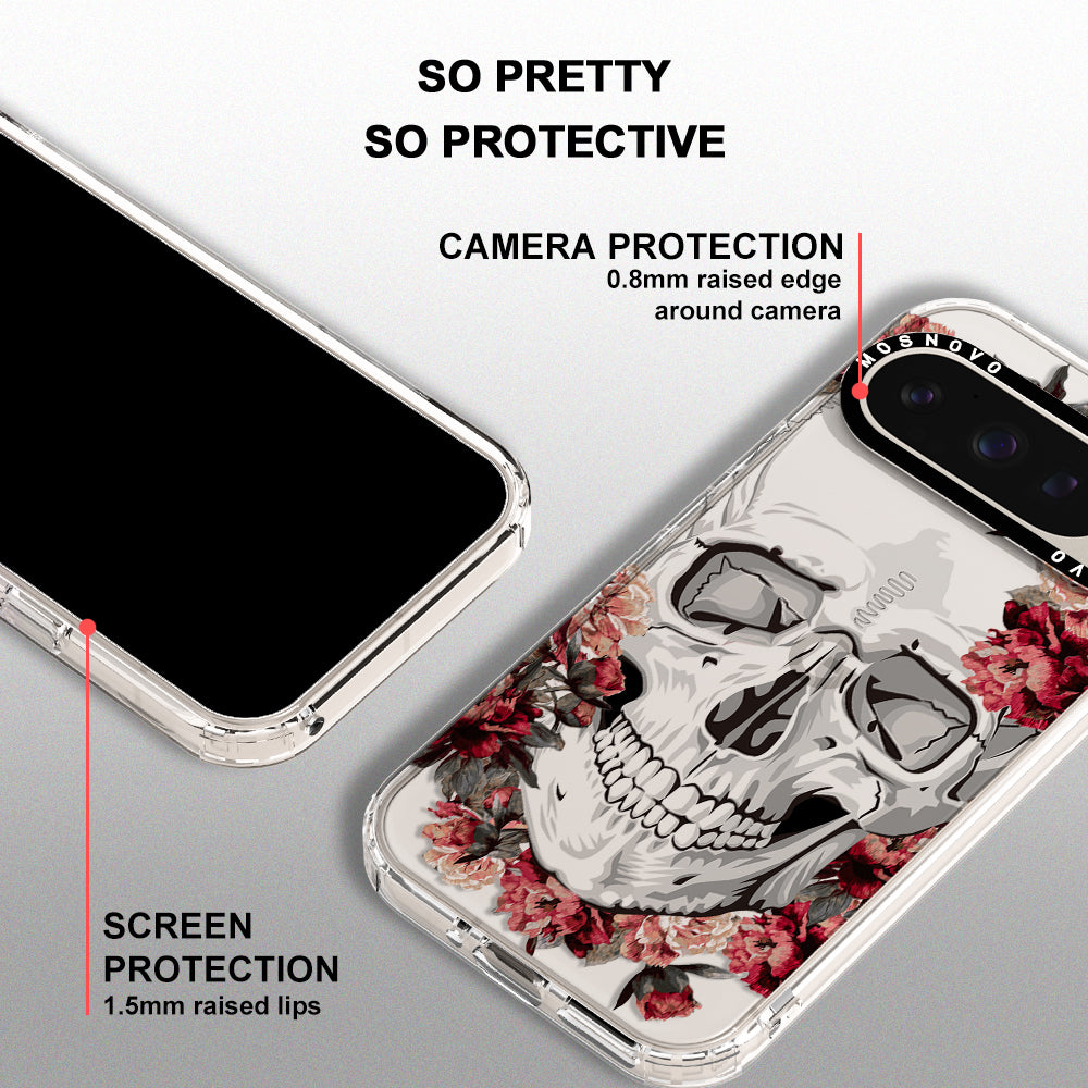 Red Flower Skull Phone Case - Google Pixel 9 Pro XL Case