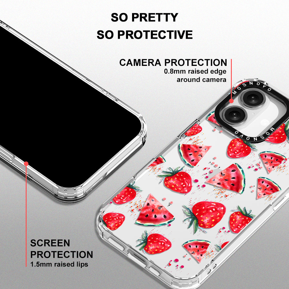 Watermelon and Strawberry Phone Case - iPhone 16 Case - MOSNOVO