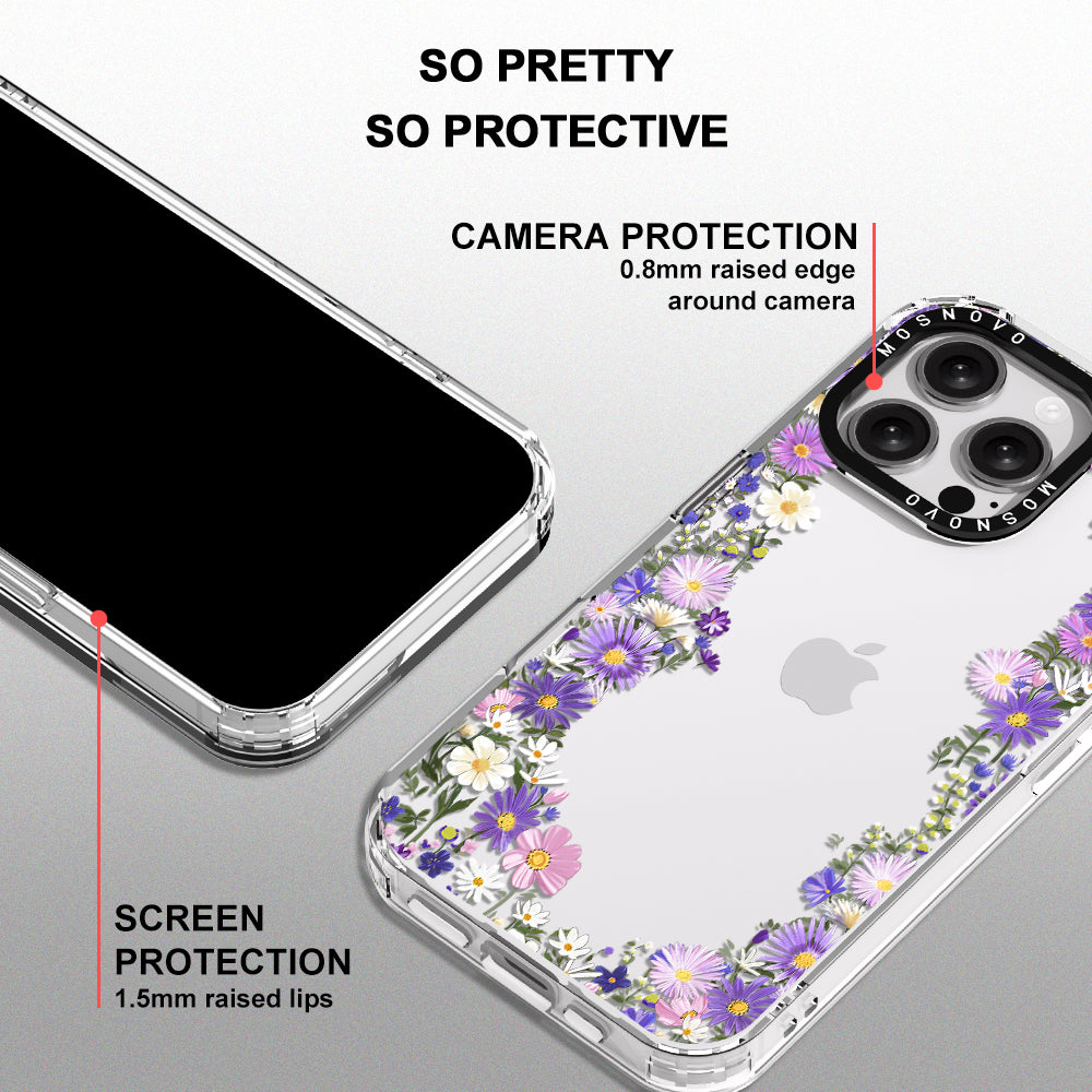 Purple Daisy Garden Phone Case - iPhone 16 Pro Max Case - MOSNOVO