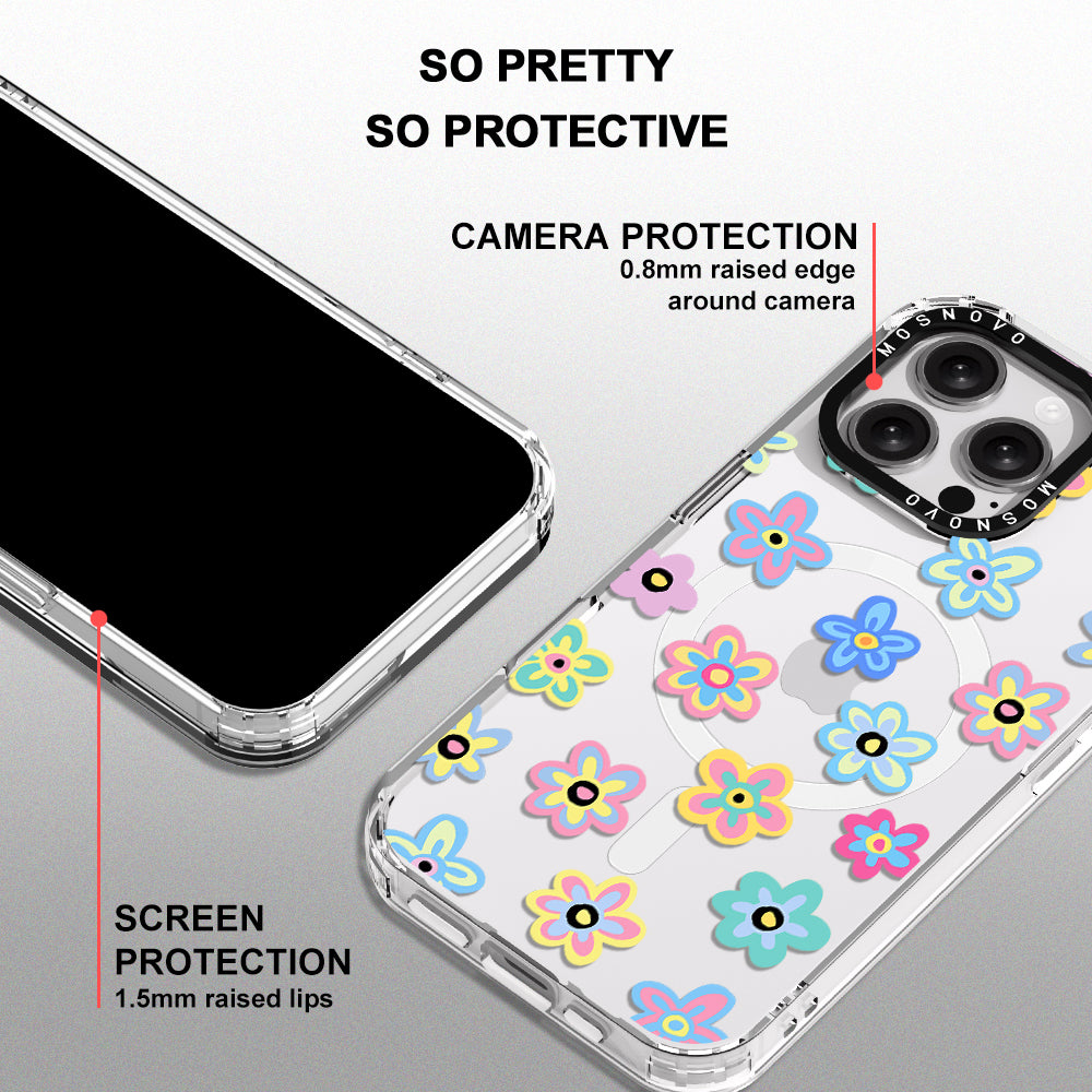 Groovy Flower Phone Case - iPhone 16 Pro Max Case Clear With MagSafe