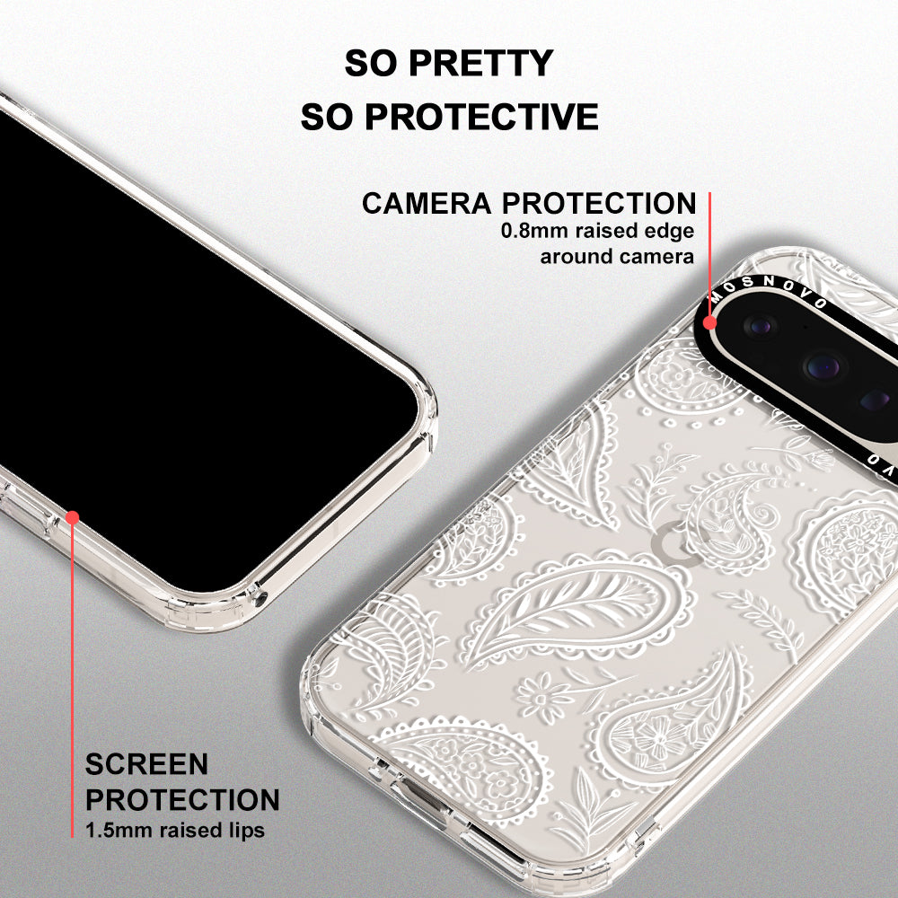 White Paisley Phone Case - Google Pixel 9 Pro XL Case