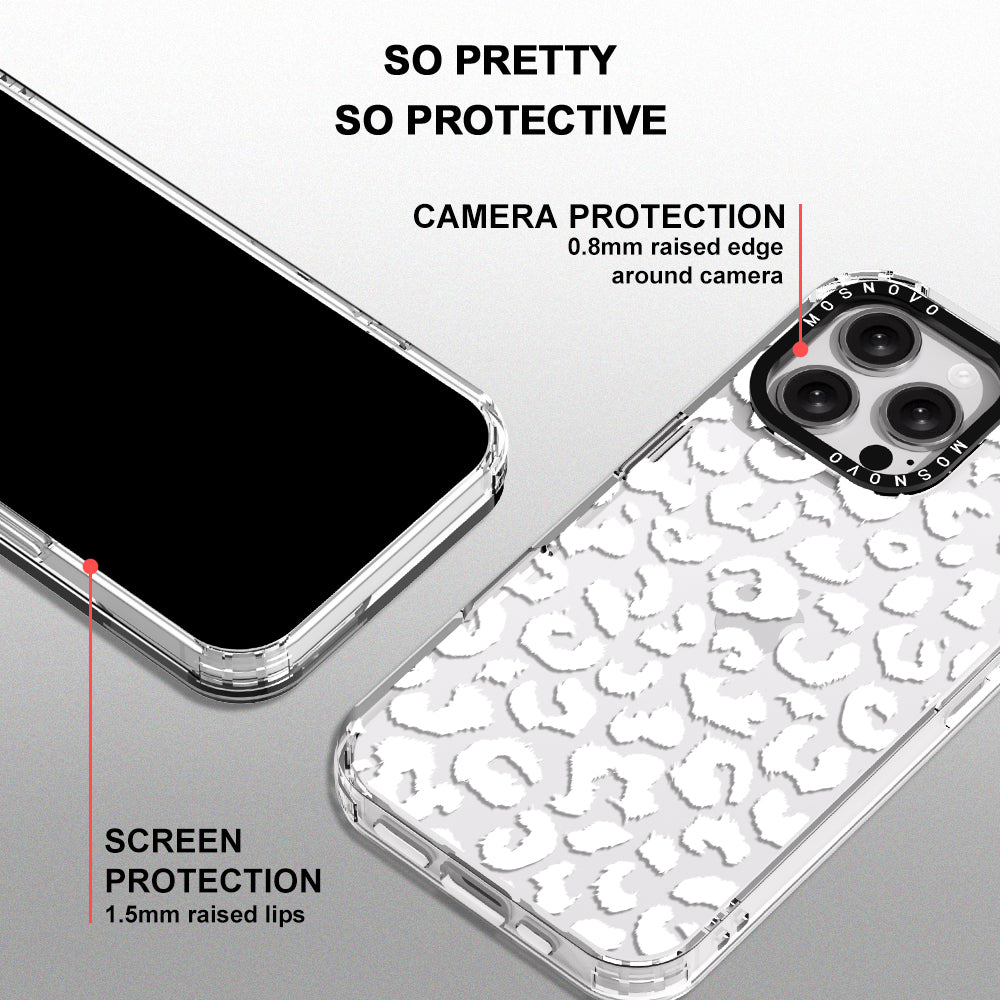 White Leopard Phone Case - iPhone 16 Pro Max Case - MOSNOVO