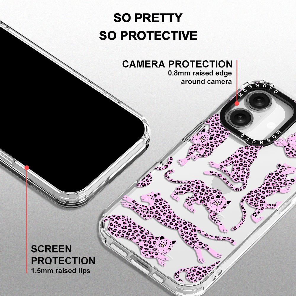 Pink Leopard Phone Case - iPhone 16 Plus Case - MOSNOVO