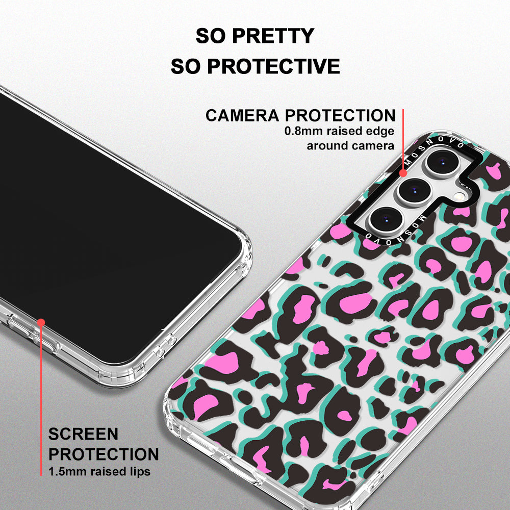 Hot Pink Leopard Print Phone Case - Samsung Galaxy S24 FE Case - MOSNOVO