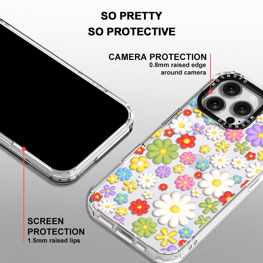 3D Flowers Phone Case - iPhone 16 Pro Max Case - MOSNOVO