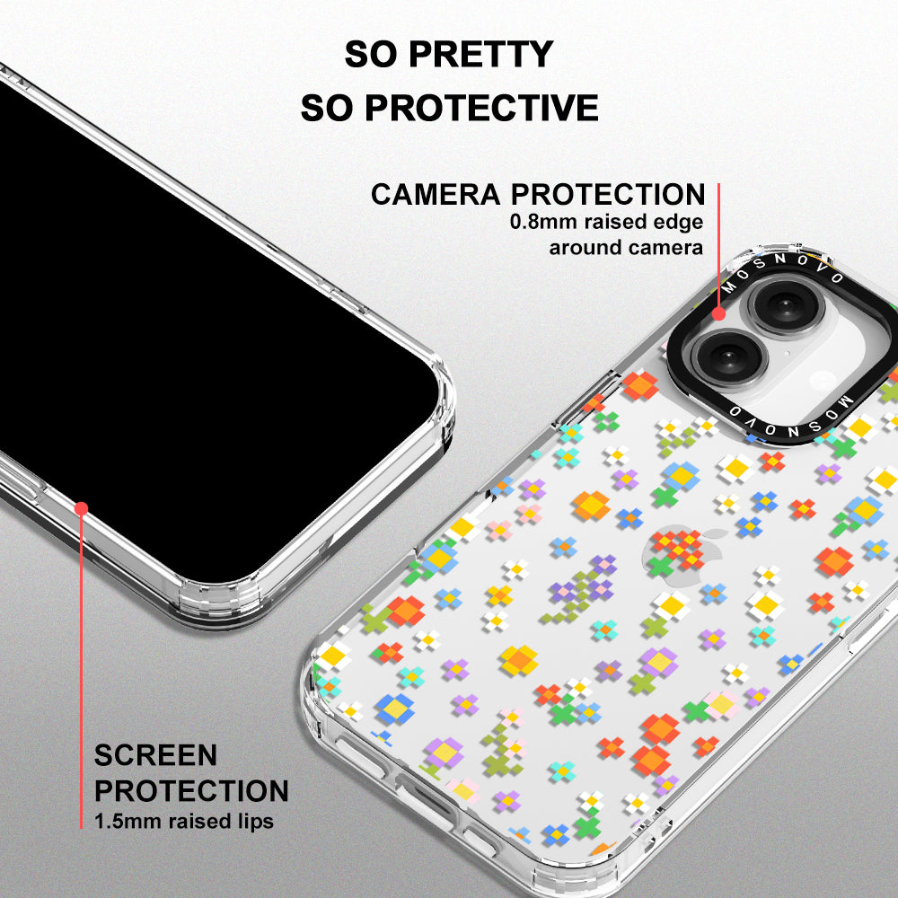 Pixel-Floral Phone Case - iPhone 16 Case