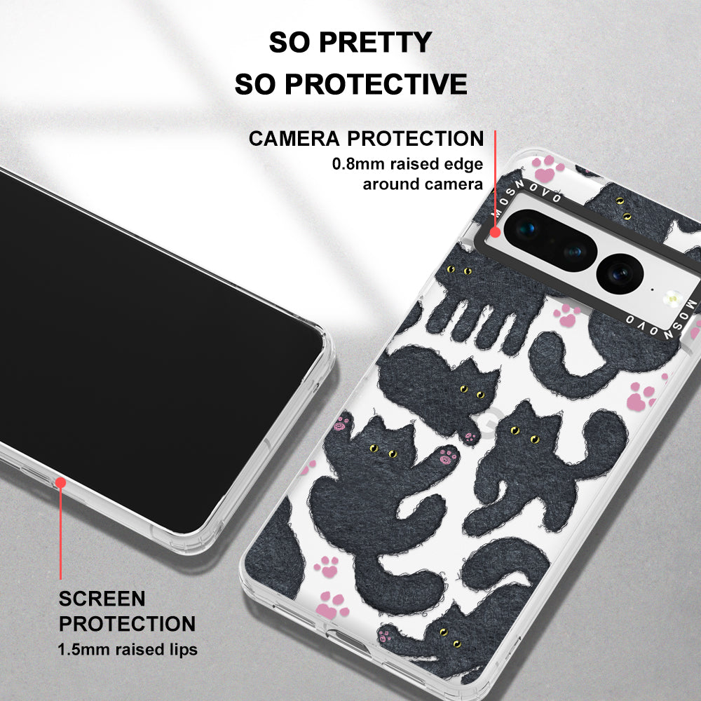 Black Furry Cat Phone Case - Google Pixel 7 Pro Case