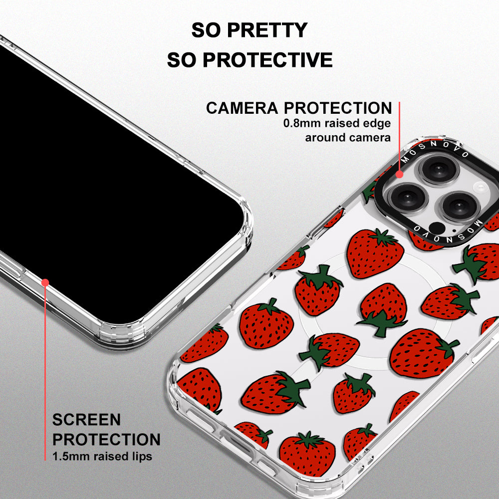 Red Strawberry Phone Case - iPhone 16 Pro Max Case - MOSNOVO