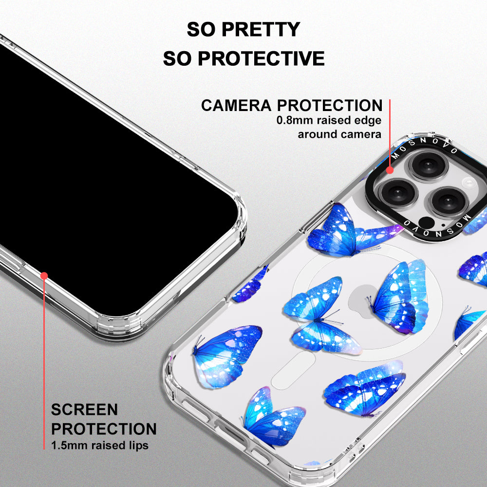 Stunning Blue Butterflies Phone Case - iPhone 16 Pro Max Case - MOSNOVO