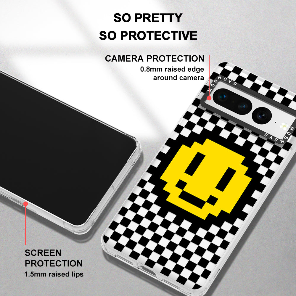 Smile Checkered Phone Case - Google Pixel 7 Pro Case