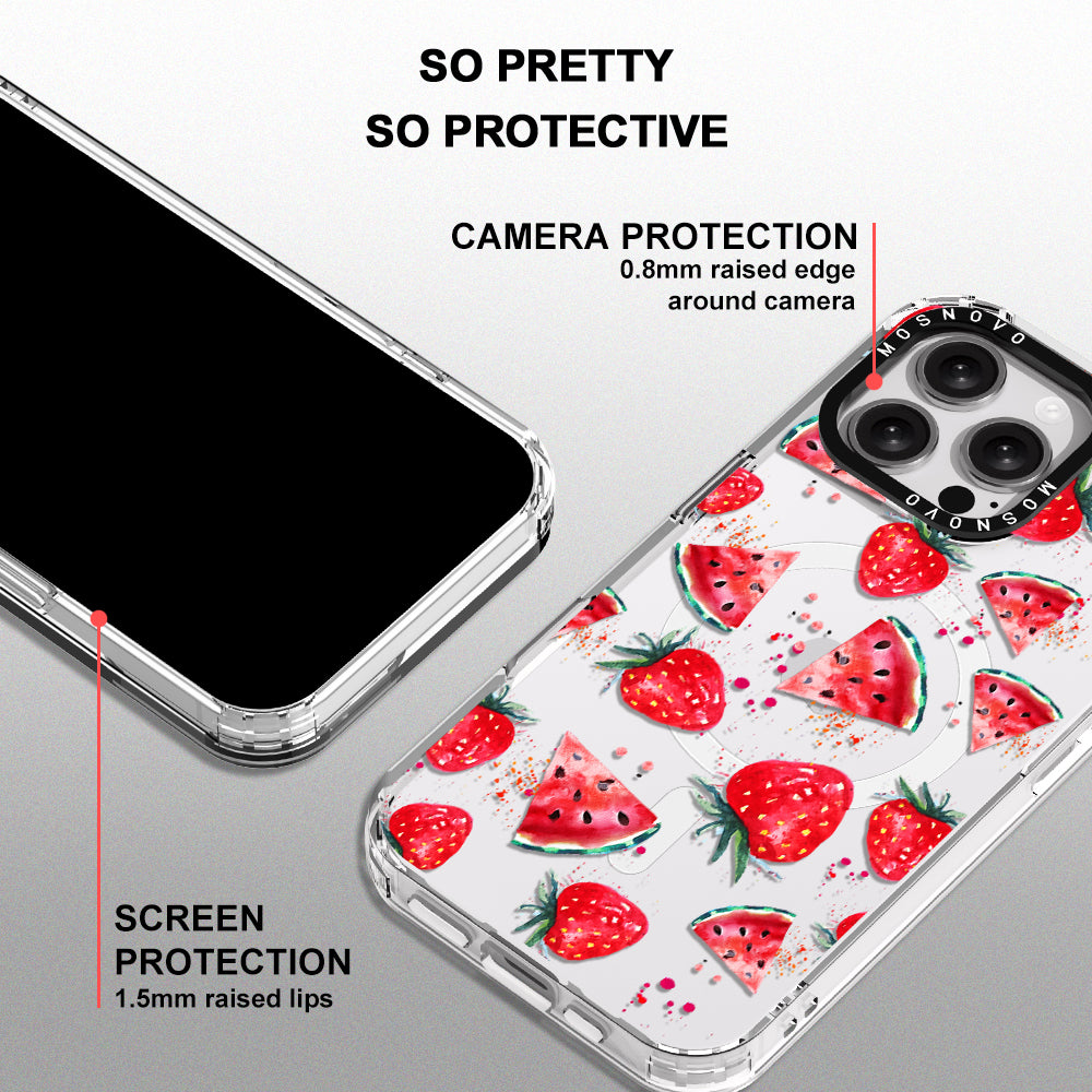 Watermelon and Strawberry Phone Case - iPhone 16 Pro Max Case - MOSNOVO