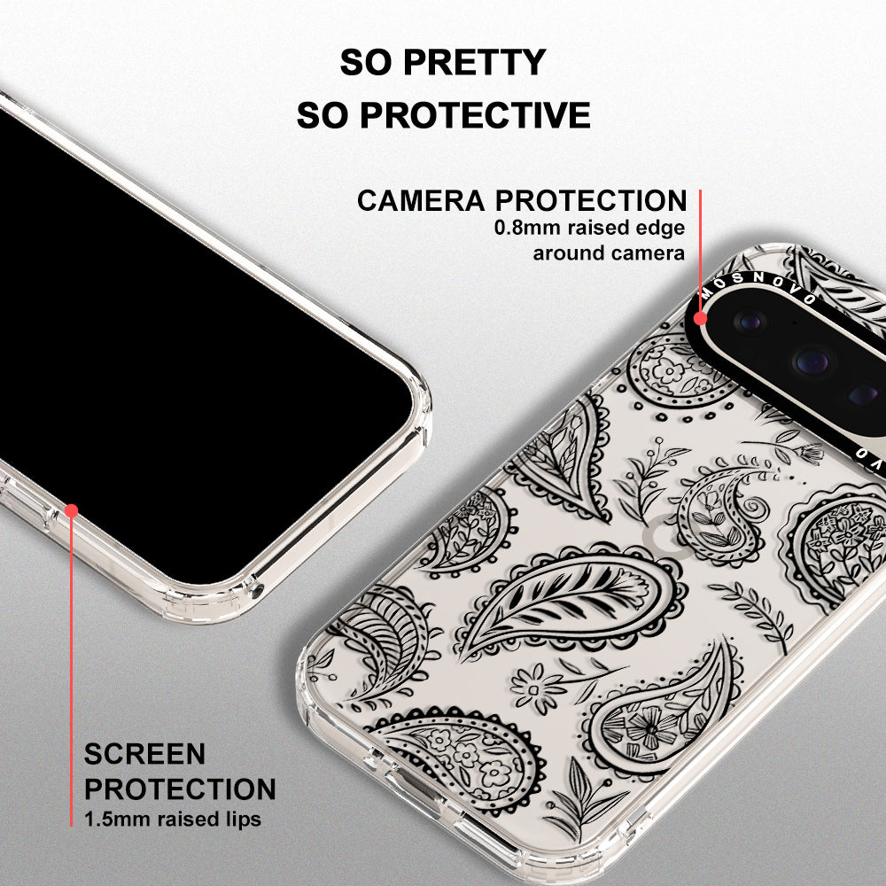 Black Paisley Phone Case - Google Pixel 9 Pro Case