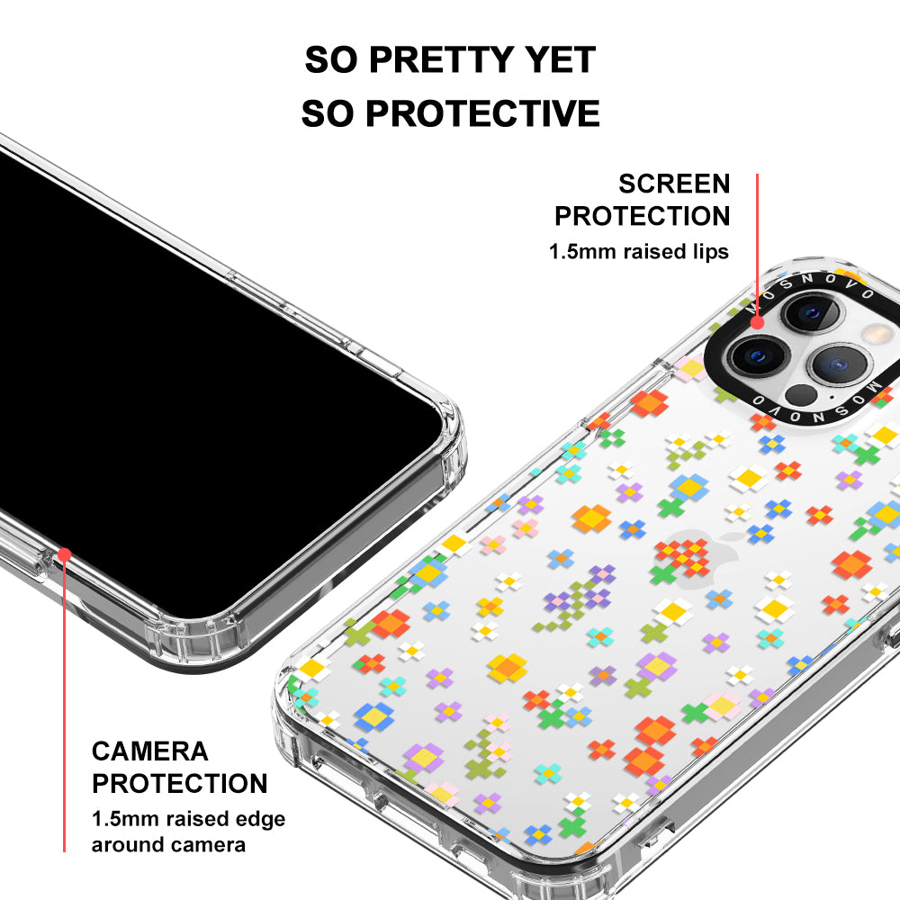 Pixel-Floral Phone Case - iPhone 12 Pro Max Case