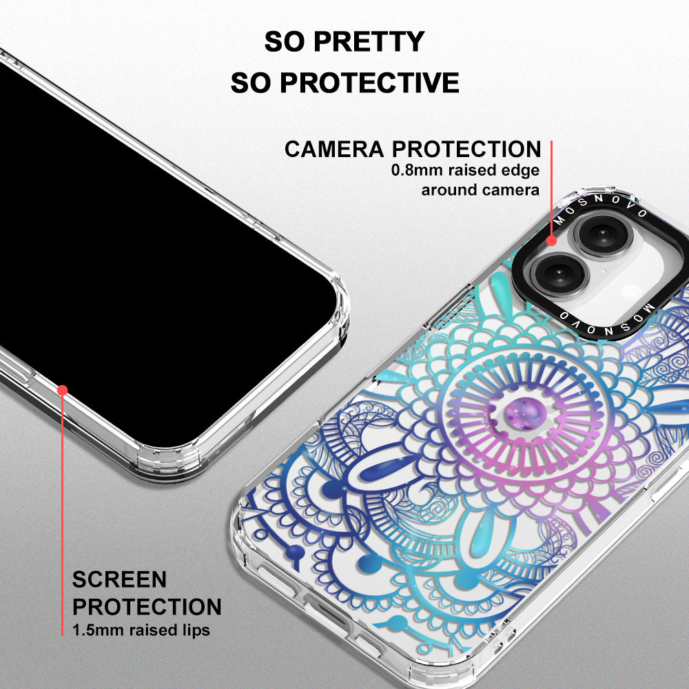 Violet Blue Mandala Phone Case - iPhone 16 Plus Case - MOSNOVO