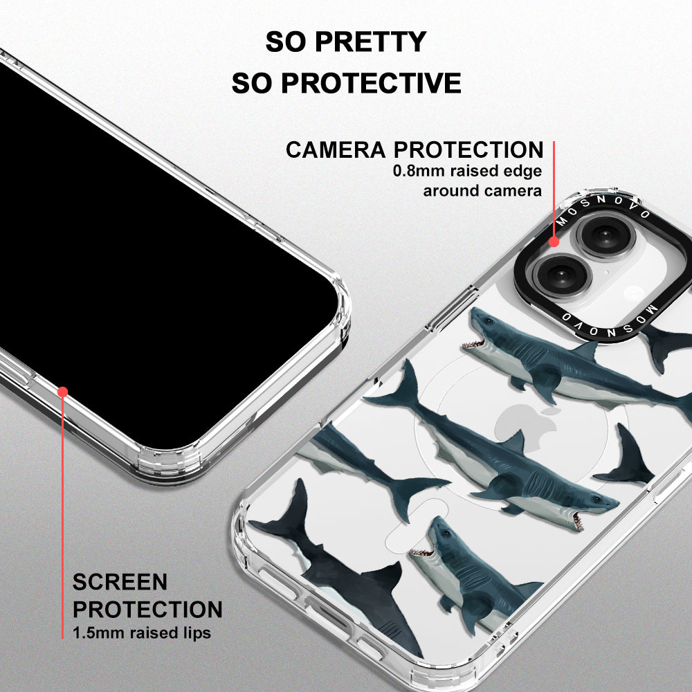 White Shark Phone Case - iPhone 16 Plus Case - MOSNOVO