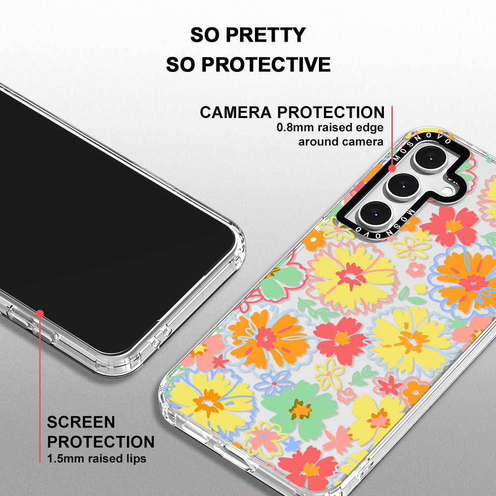 Retro Boho Hippie Flowers Phone Case - Samsung Galaxy S24 FE Case - MOSNOVO