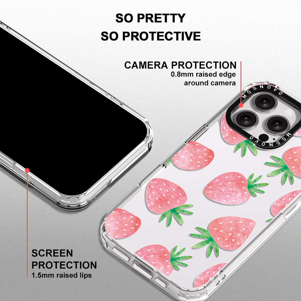 Pastel Strawberry Phone Case - iPhone 16 Pro Max Case - MOSNOVO