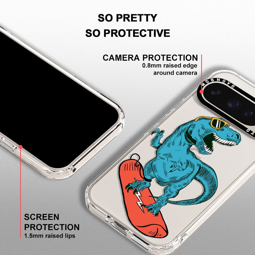 Surfing Dinosaur Phone Case - Google Pixel 9 Pro Case