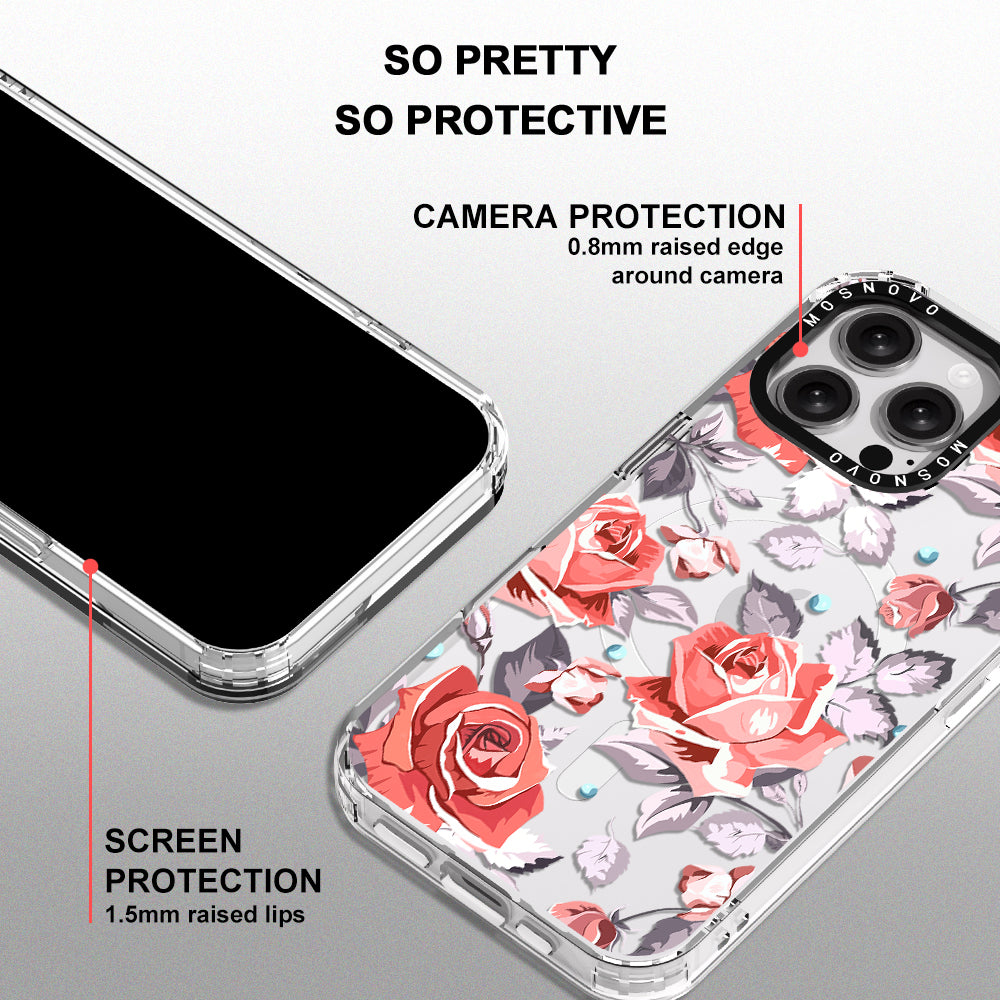 Retro Flower Roses Phone Case - iPhone 16 Pro Max Case - MOSNOVO