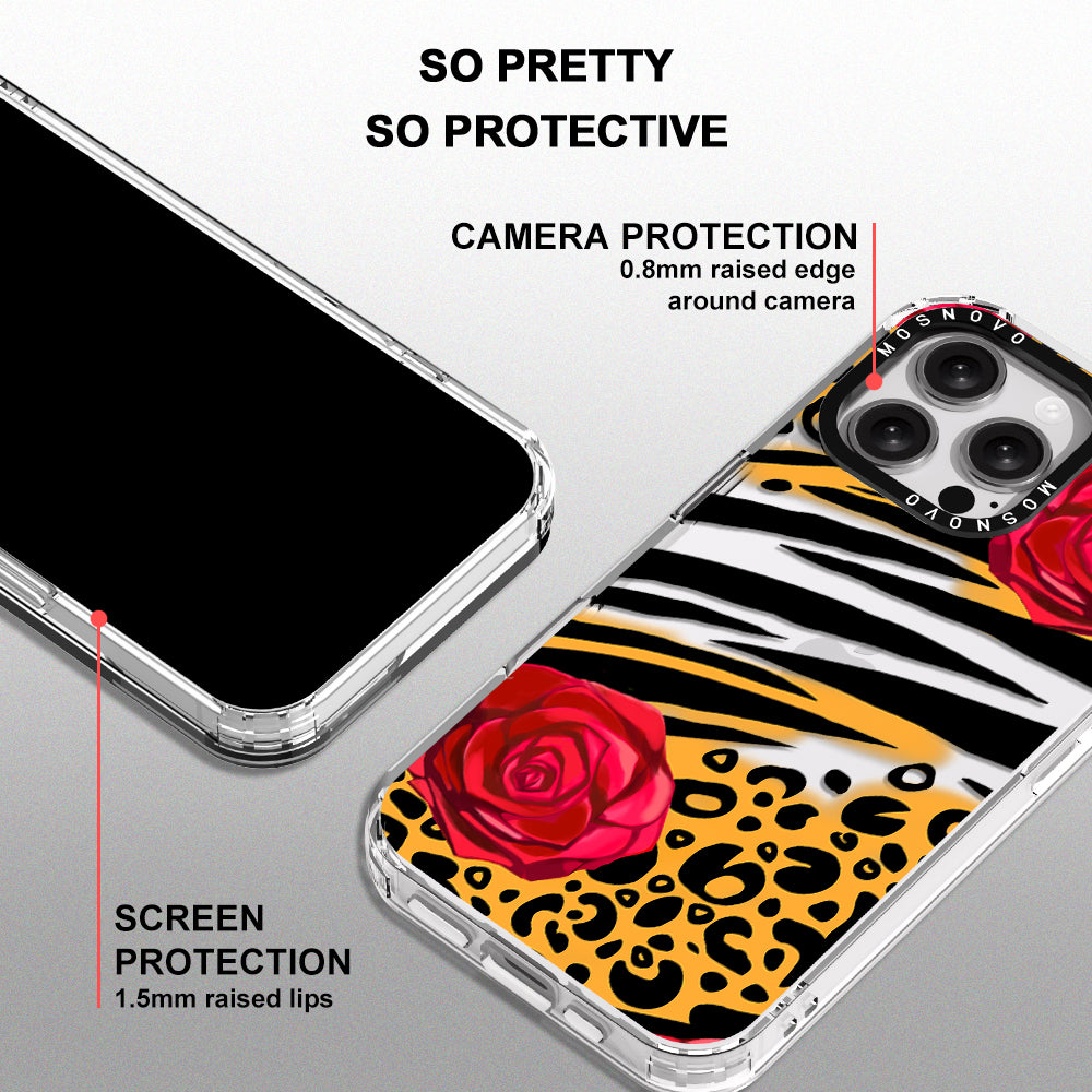 Wild Floral Leopard Phone Case - iPhone 16 Pro Max Case - MOSNOVO