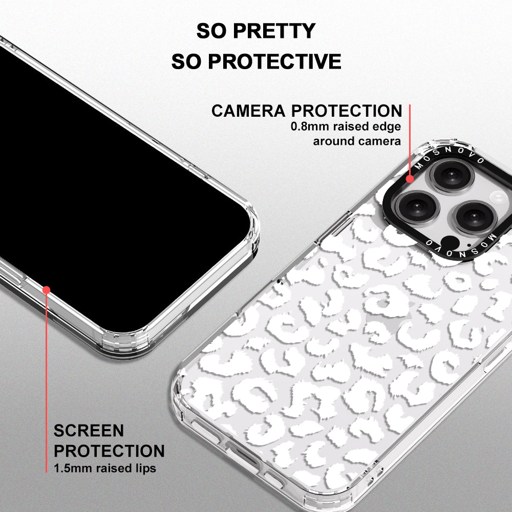 White Leopard Phone Case - iPhone 16 Pro Case - MOSNOVO