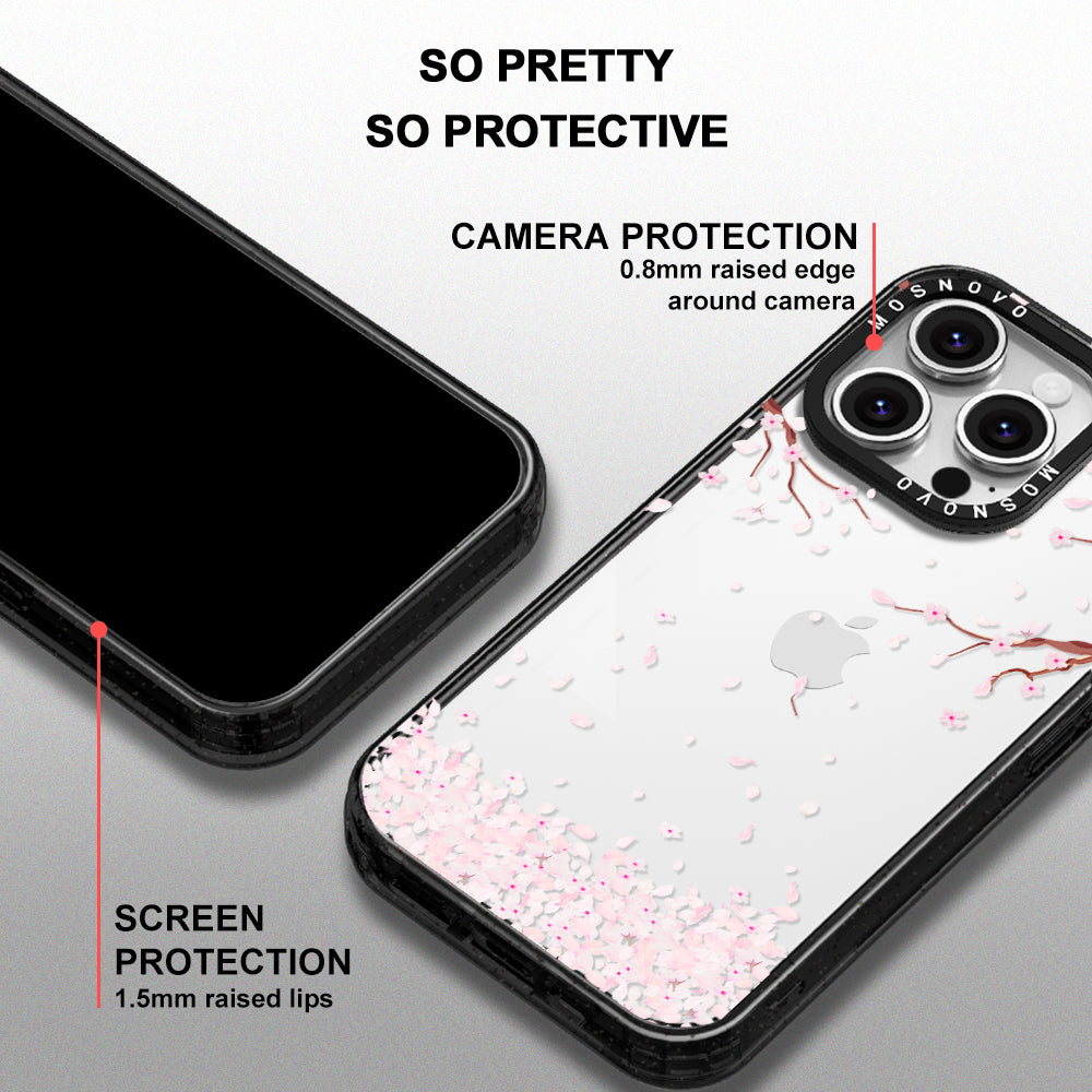 Sakura Phone Case - iPhone 16 Pro Case Clear Black ShockStone