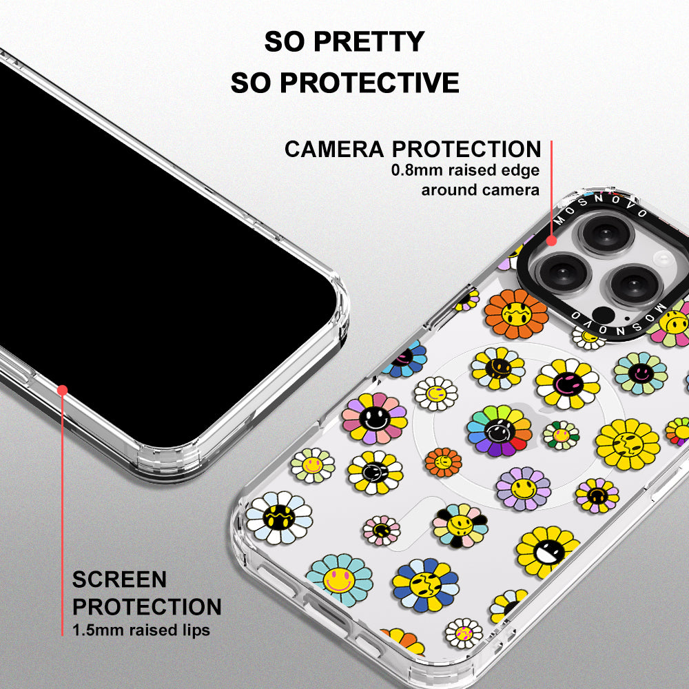 Flower Smiley Face Phone Case - iPhone 16 Pro Max Case - MOSNOVO