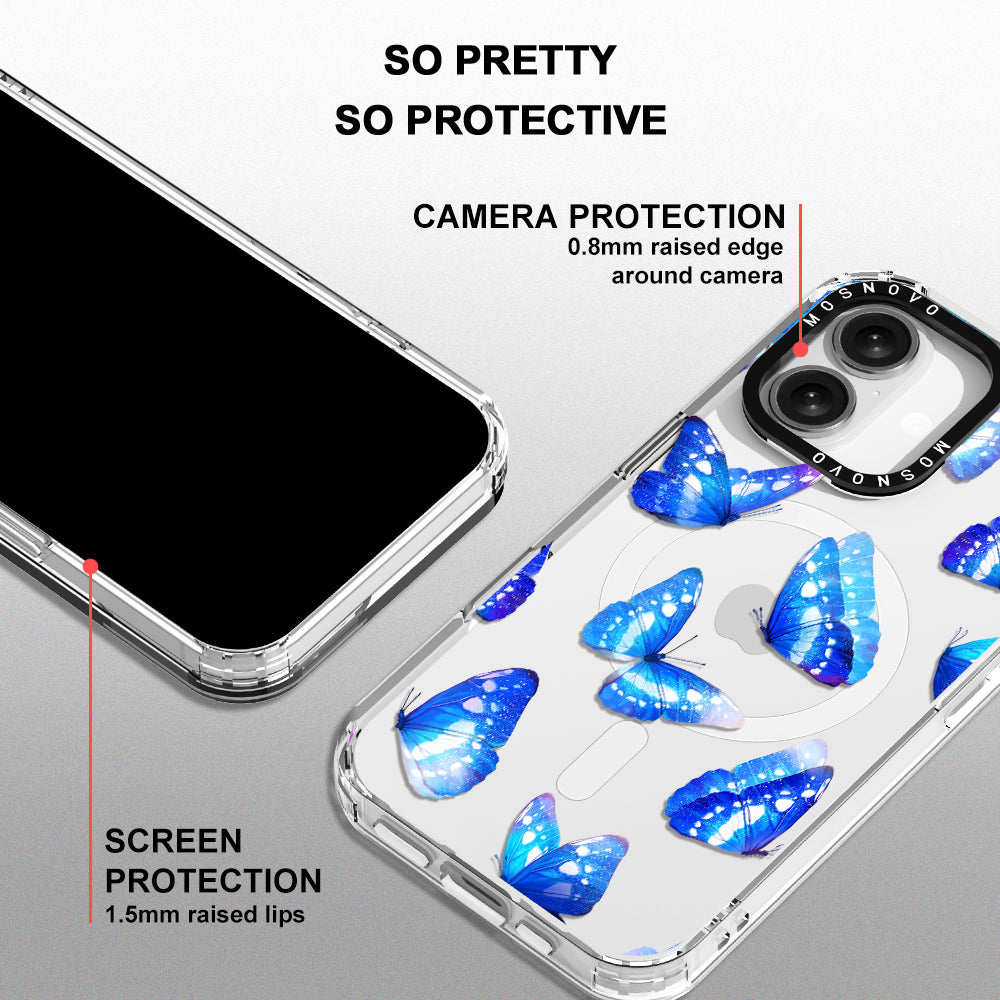 Stunning Blue Butterflies Phone Case - iPhone 16 Plus Case - MOSNOVO