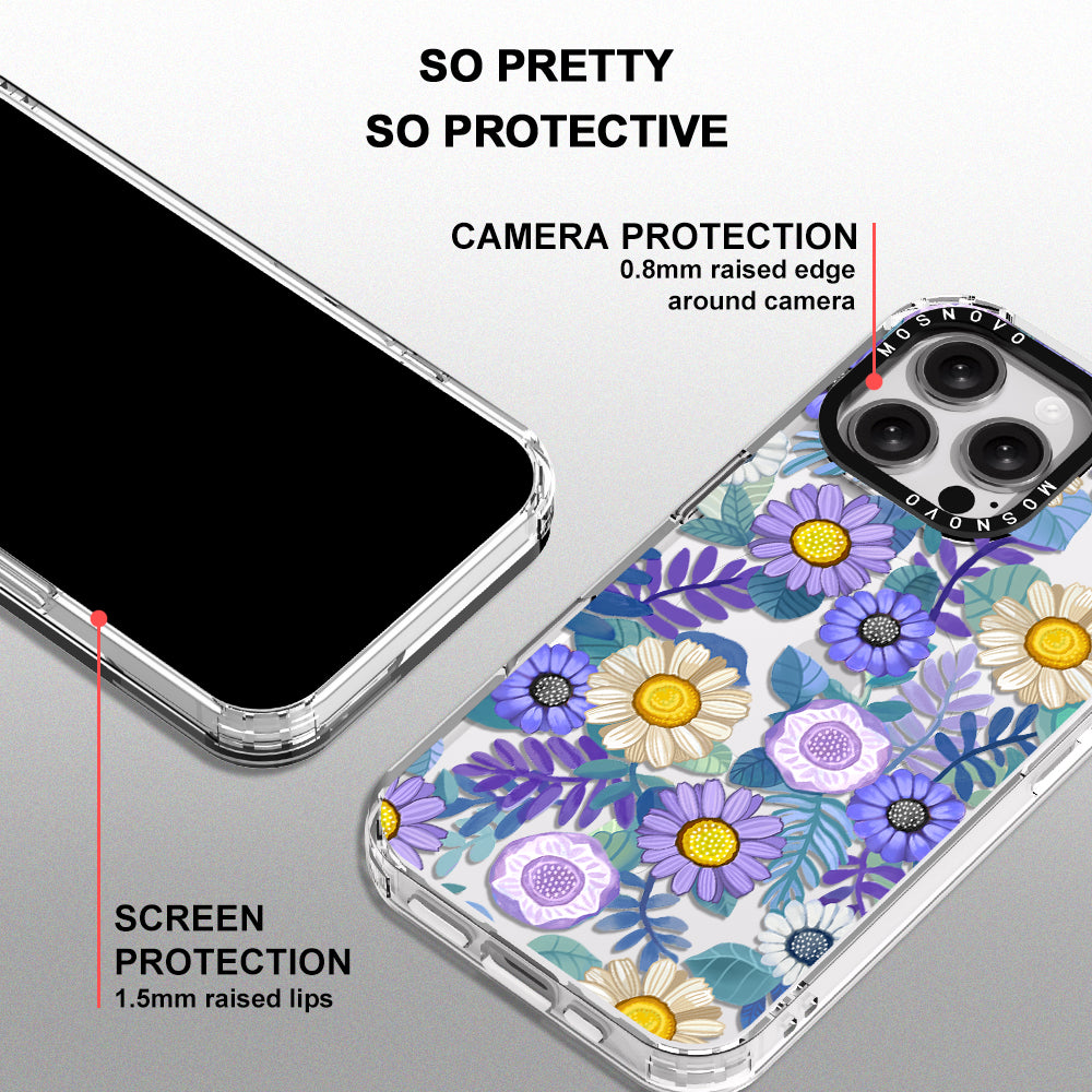 Purple Floral Phone Case - iPhone 16 Pro Max Case - MOSNOVO