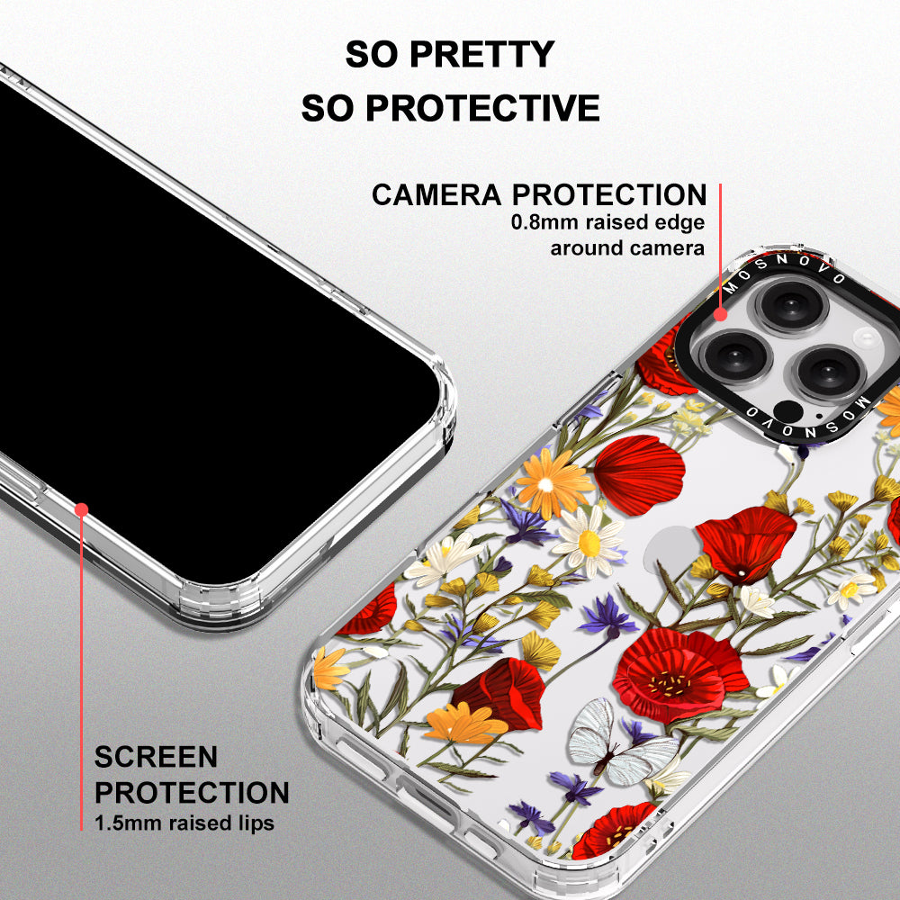 Poppy Floral Phone Case - iPhone 16 Pro Max Case - MOSNOVO